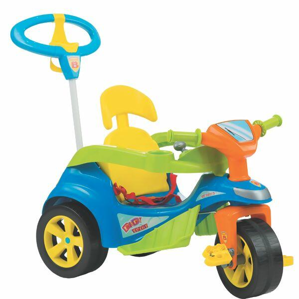 Triciclo infantil boy com empurrador azul unitoys